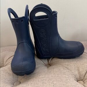 CROCS Kids Dark Blue Waterproof Pull-On Rain Boots